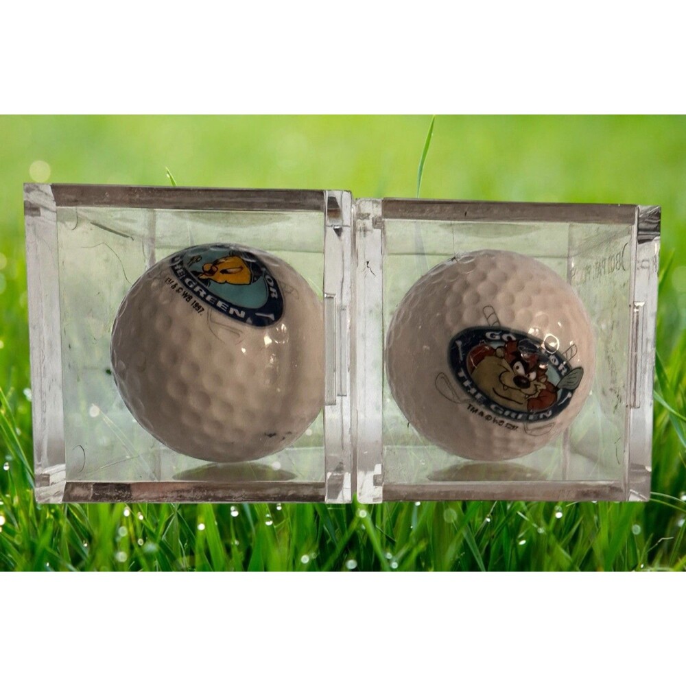 Vintage Looney Tunes Golf Tweety Bird, Tasmanian Devil in Display Case